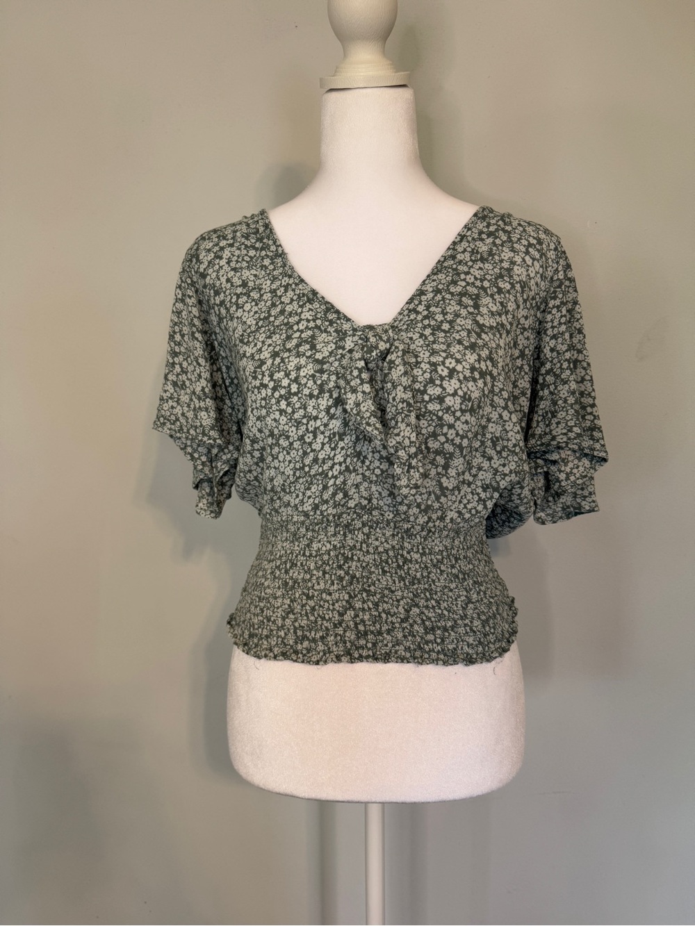 Athena Smocked Top - Sage Floral